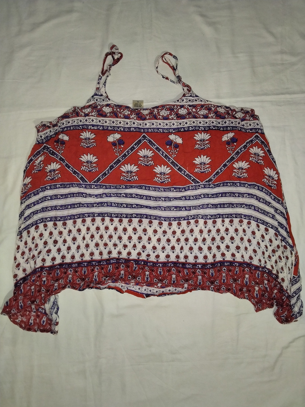 Passport Red Floral & Navy Print Spaghetti-Strap Camisole